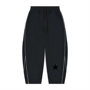 Unisex Piping Fleece Barrel Leg Sweatpants